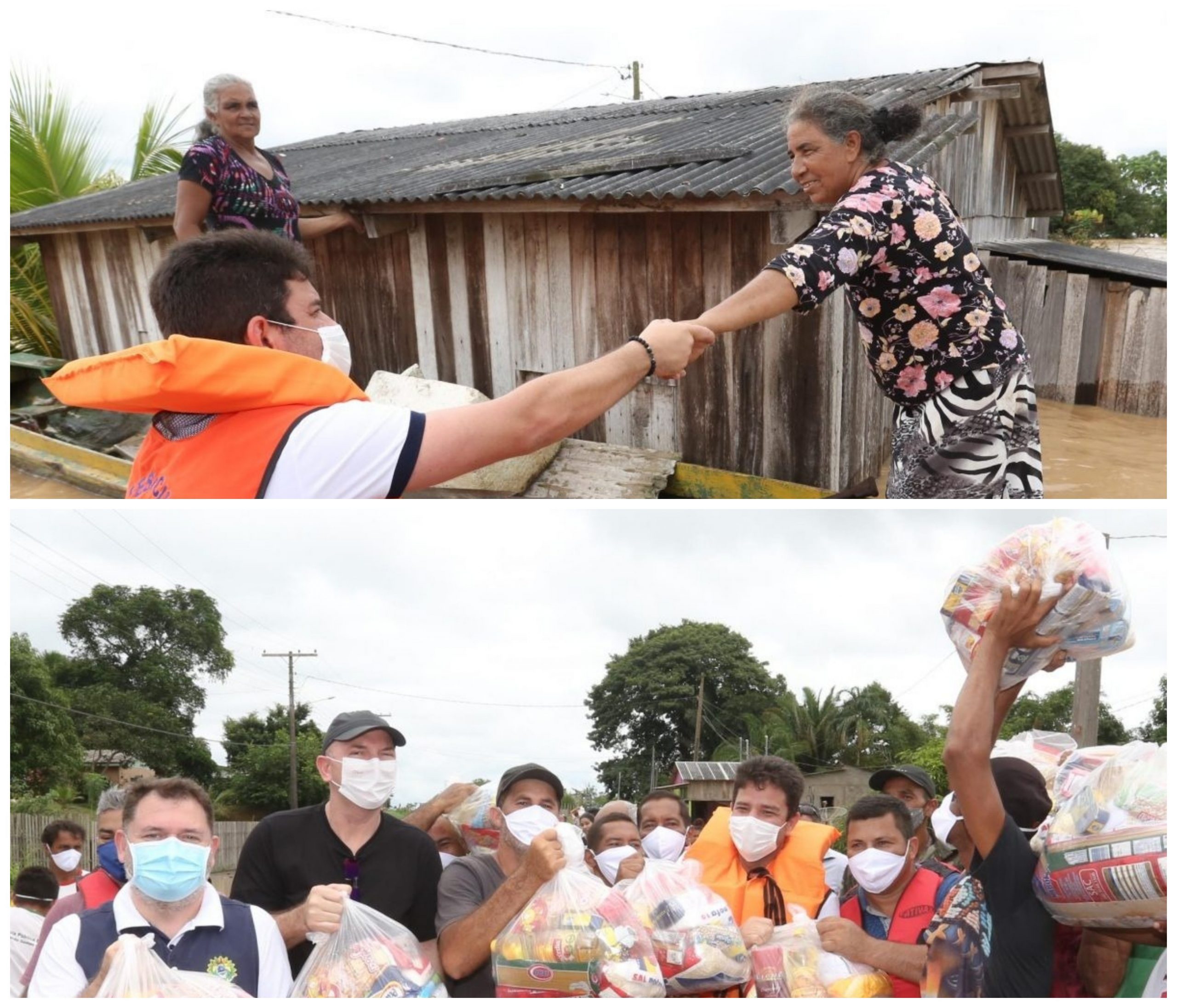 Governador visita bairros inundados em Sena Madureira e conclui a entrega de 10 toneladas de alimentos para desabrigados