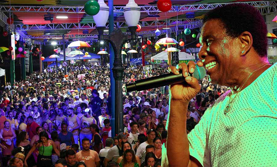 Show de Neguinho da Beija-Flor lota última noite do Carnaval da Família na Gameleira: ‘Banho de energia’